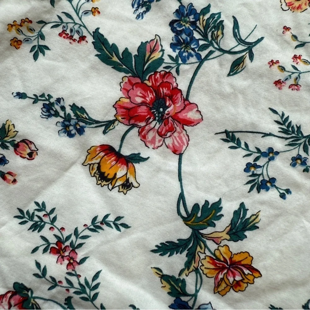 Janie and Jack Girls' Ivory Floral Sweetheart Blouse Size 18-24 Spring Cotton
